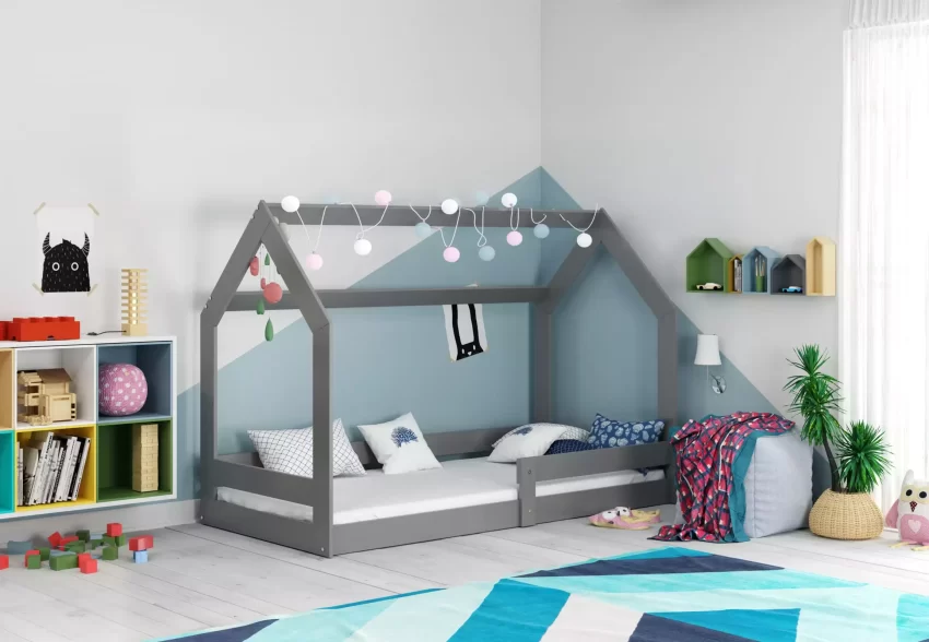 Pagrindinis 15 lozko dla dzieci domek 1 parterowe rama grafit 80 x 160 kpl wizualizacja 3 S4