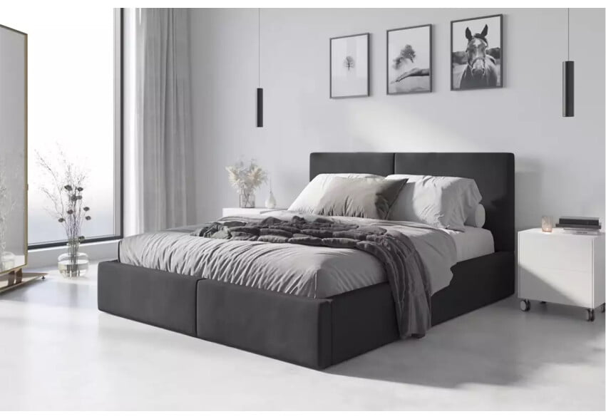 Pagrindinis 21 lozko sypialniane hilton grafit stelaz drewniany czarny 120 x 200 kpl wizualizacja 3 S4 2